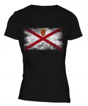 Jersey Distressed Flag Ladies T-Shirt