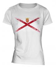 Jersey Distressed Flag Ladies T-Shirt