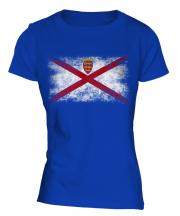 Jersey Distressed Flag Ladies T-Shirt