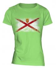 Jersey Distressed Flag Ladies T-Shirt