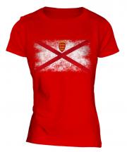 Jersey Distressed Flag Ladies T-Shirt