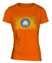 Kalmykia Distressed Flag Ladies T-Shirt