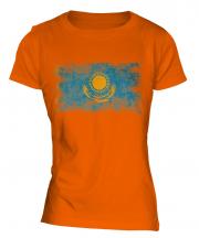 Kazakhstan Distressed Flag Ladies T-Shirt