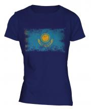 Kazakhstan Distressed Flag Ladies T-Shirt