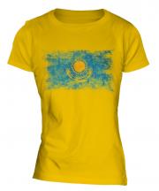 Kazakhstan Distressed Flag Ladies T-Shirt