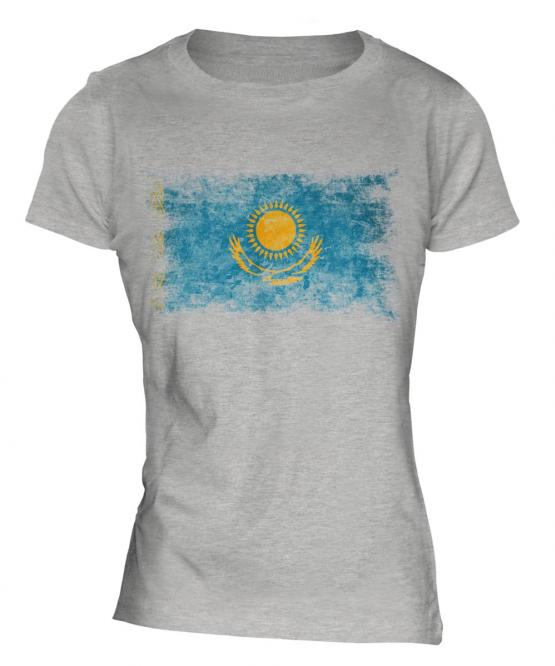 Kazakhstan Distressed Flag Ladies T-Shirt