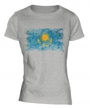 Kazakhstan Distressed Flag Ladies T-Shirt