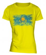 Kazakhstan Distressed Flag Ladies T-Shirt