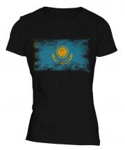 Kazakhstan Distressed Flag Ladies T-Shirt