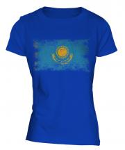 Kazakhstan Distressed Flag Ladies T-Shirt