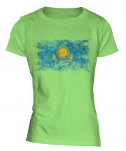 Kazakhstan Distressed Flag Ladies T-Shirt