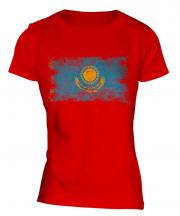 Kazakhstan Distressed Flag Ladies T-Shirt