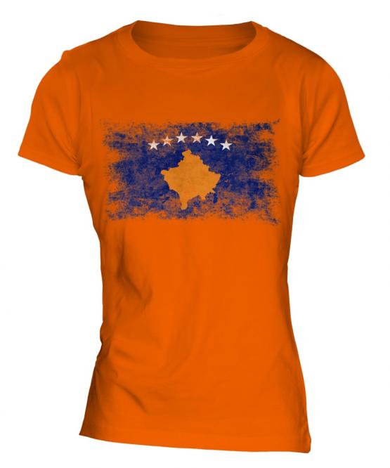 Kosovo Distressed Flag Ladies T-Shirt