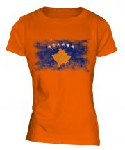Kosovo Distressed Flag Ladies T-Shirt