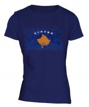 Kosovo Distressed Flag Ladies T-Shirt