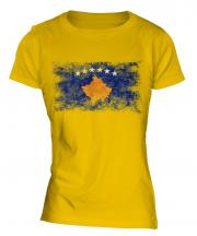 Kosovo Distressed Flag Ladies T-Shirt