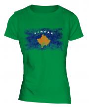 Kosovo Distressed Flag Ladies T-Shirt