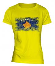 Kosovo Distressed Flag Ladies T-Shirt