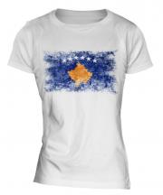 Kosovo Distressed Flag Ladies T-Shirt