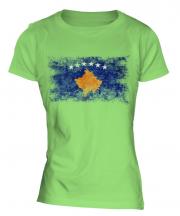 Kosovo Distressed Flag Ladies T-Shirt