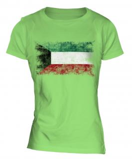 Kuwait Distressed Flag Ladies T-Shirt