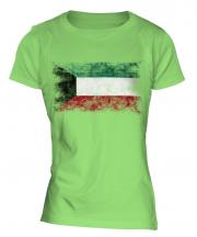 Kuwait Distressed Flag Ladies T-Shirt