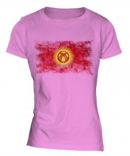 Kyrgyzstan Distressed Flag Ladies T-Shirt