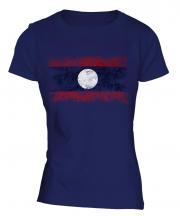 Laos Distressed Flag Ladies T-Shirt