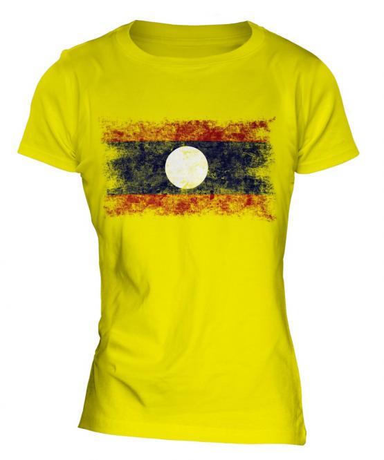 Laos Distressed Flag Ladies T-Shirt