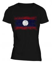 Laos Distressed Flag Ladies T-Shirt