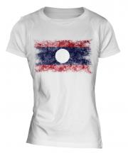 Laos Distressed Flag Ladies T-Shirt