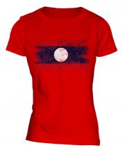 Laos Distressed Flag Ladies T-Shirt