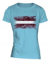 Latvia Distressed Flag Ladies T-Shirt
