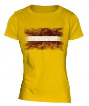 Latvia Distressed Flag Ladies T-Shirt