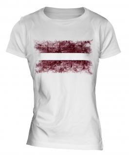 Latvia Distressed Flag Ladies T-Shirt