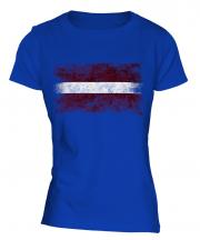 Latvia Distressed Flag Ladies T-Shirt