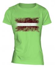 Latvia Distressed Flag Ladies T-Shirt