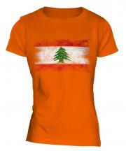 Lebanon Distressed Flag Ladies T-Shirt