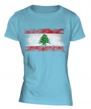 Lebanon Distressed Flag Ladies T-Shirt