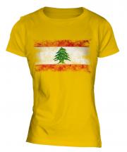Lebanon Distressed Flag Ladies T-Shirt