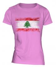 Lebanon Distressed Flag Ladies T-Shirt