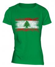 Lebanon Distressed Flag Ladies T-Shirt