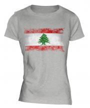 Lebanon Distressed Flag Ladies T-Shirt