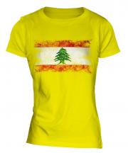 Lebanon Distressed Flag Ladies T-Shirt