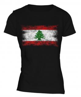 Lebanon Distressed Flag Ladies T-Shirt