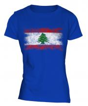 Lebanon Distressed Flag Ladies T-Shirt