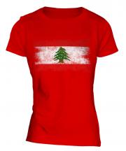 Lebanon Distressed Flag Ladies T-Shirt