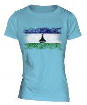 Lesotho Distressed Flag Ladies T-Shirt