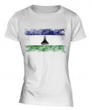 Lesotho Distressed Flag Ladies T-Shirt