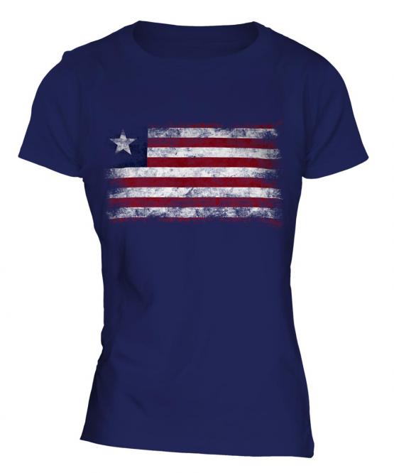 Liberia Distressed Flag Ladies T-Shirt
